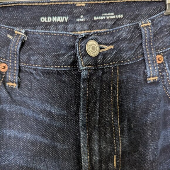 Mid-Rise Baggy Wide-Leg Dark Denim Jeans 6 Petite - Picture 3 of 7